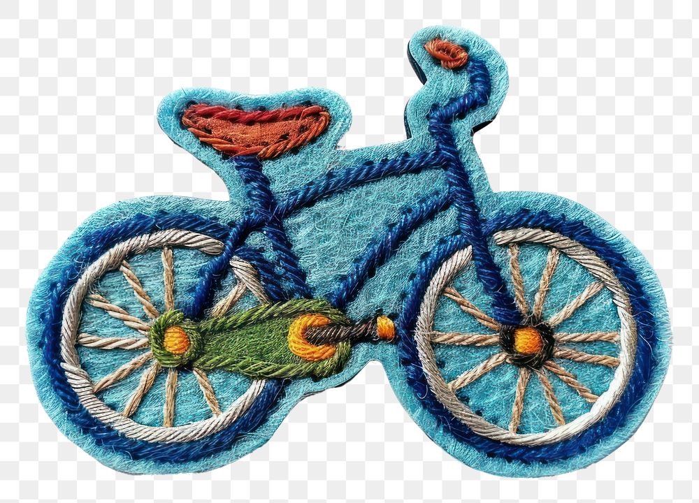 PNG Felt stickers of a single bicycle accessories embroidery accessory.