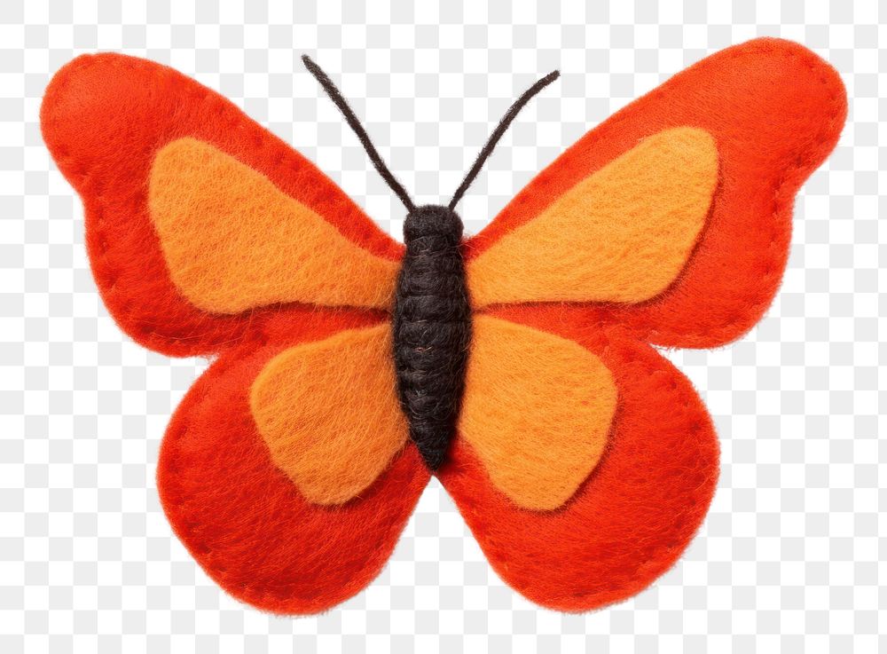 PNG Felt stickers of a single butterfly invertebrate accessories handicraft.