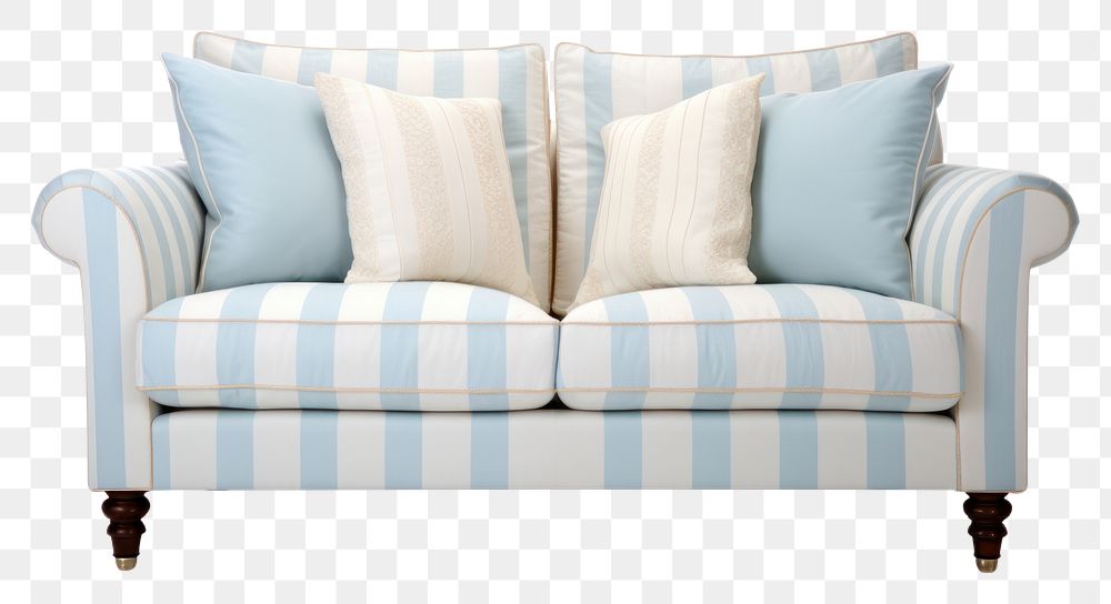 PNG The light blue and light beige striped cottage couch pillow chair furniture