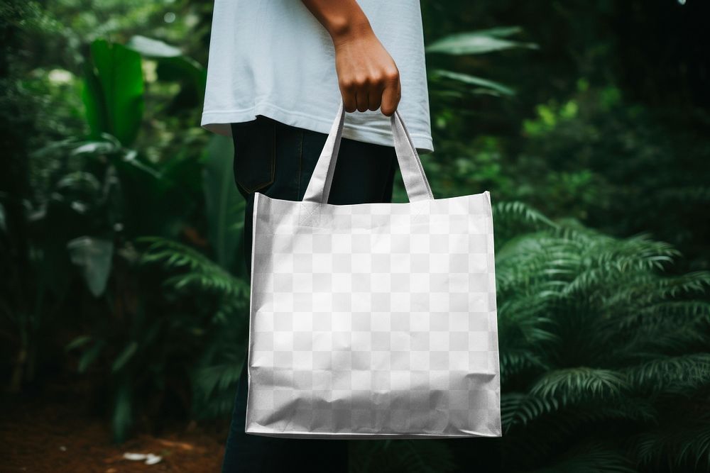 PNG tote bag mockup, transparent design