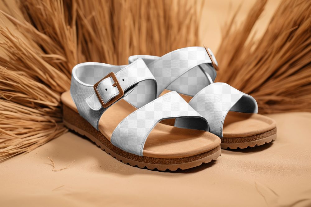 PNG leather sandals mockup, transparent design