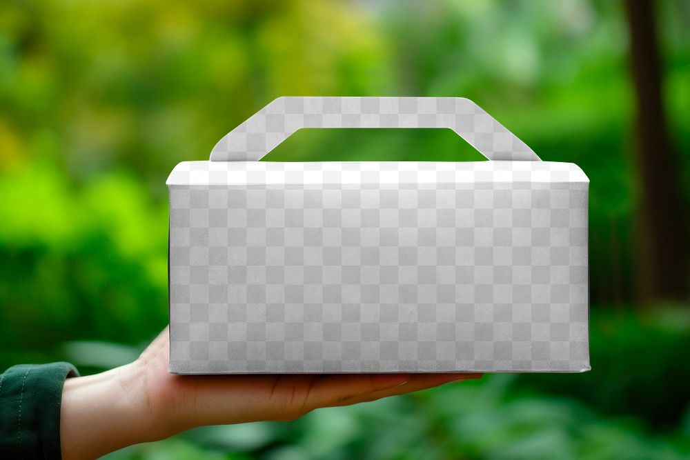 PNG cardboard food box mockup, transparent design