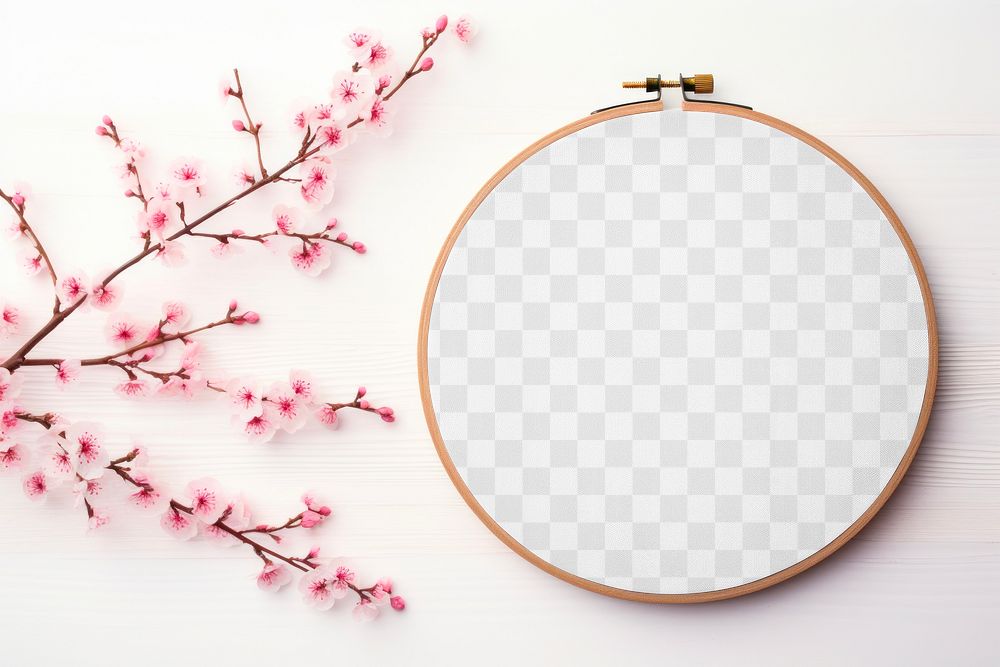 PNG embroidery frame mockup, transparent design