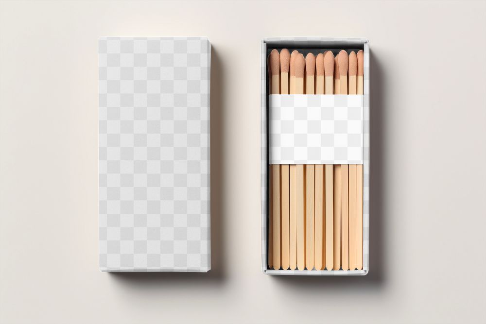 PNG match box mockup, transparent design