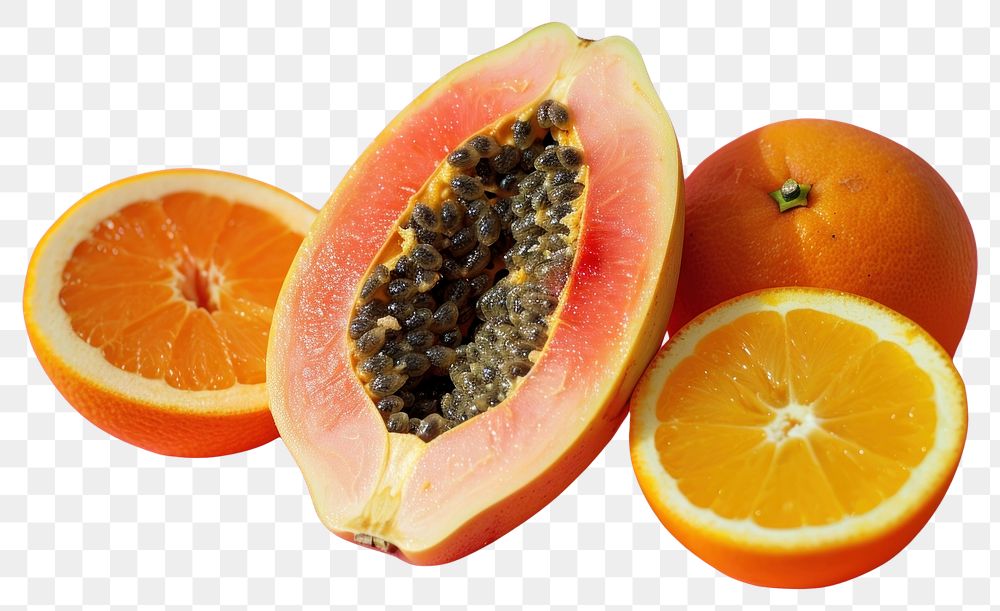 PNG A papaya cut in half orange fruit produce 