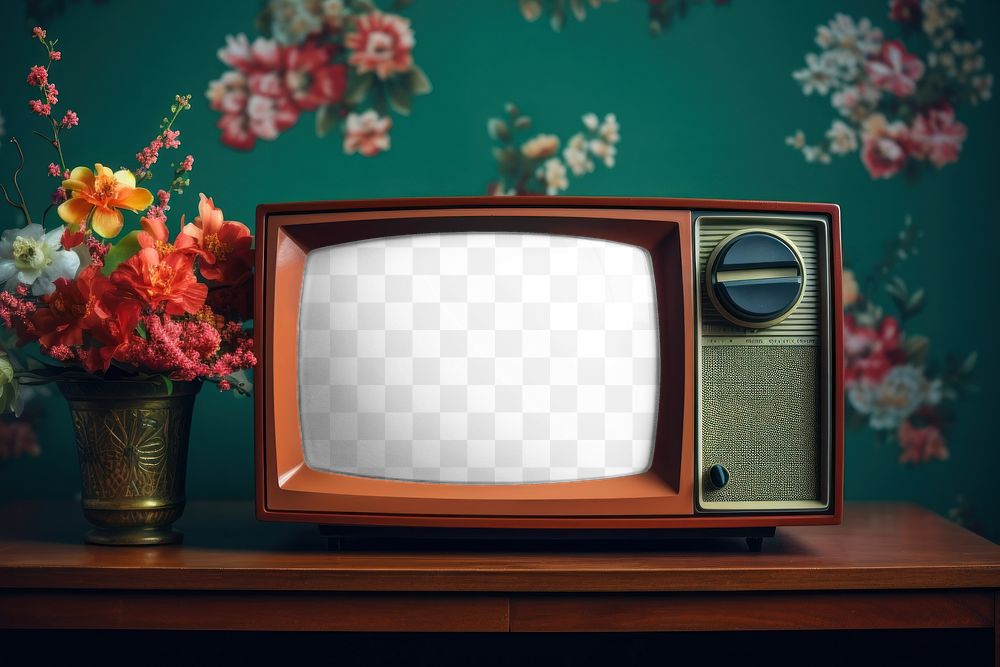 PNG vintage television screen mockup, transparent design