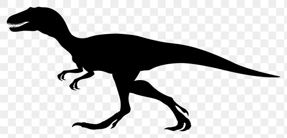 PNG Velociraptor silhouette dinosaur reptile.