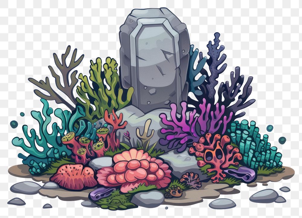 PNG Tombstone Coral art illustrated outdoors.