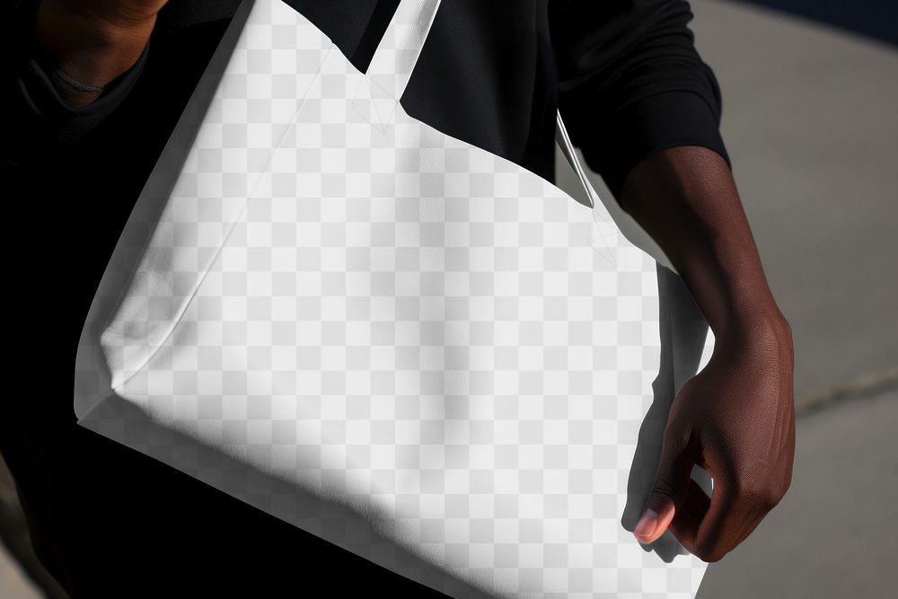 PNG tote bag mockup, transparent design