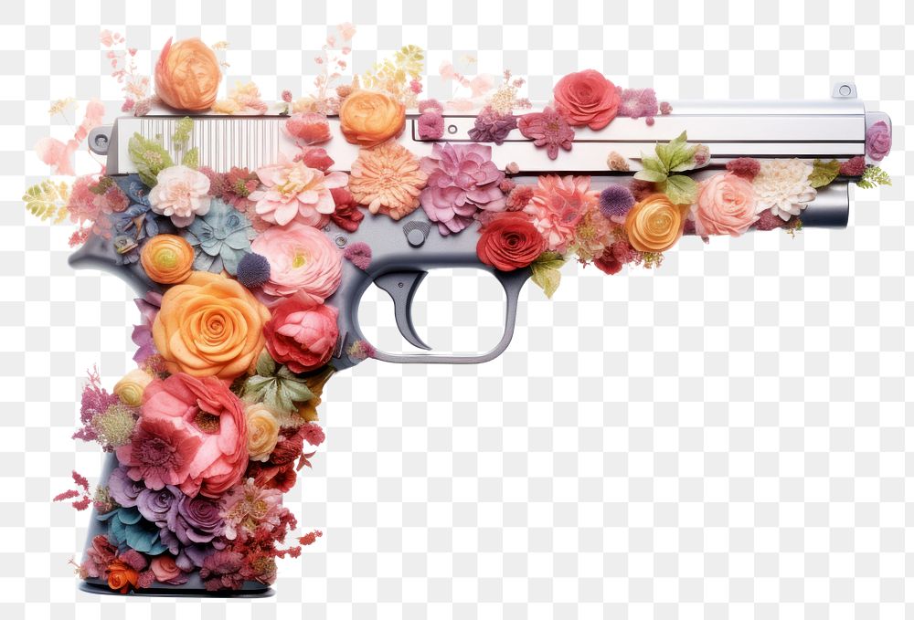 PNG Flower Collage gun pattern flower weaponry.