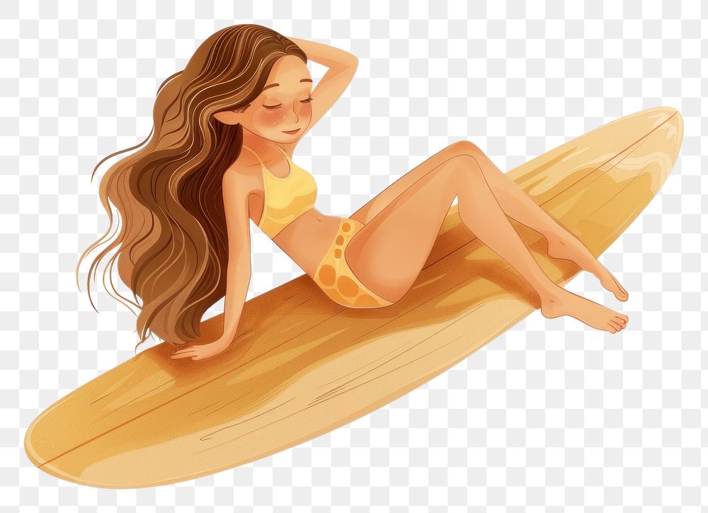 PNG Aesthetic boho young girl surfing recreation outdoors.
