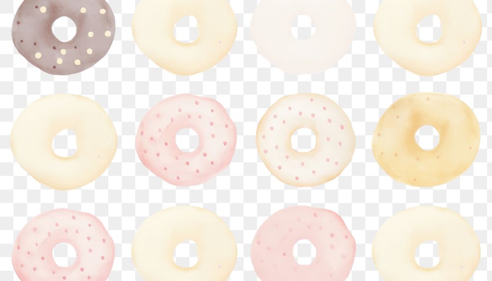 PNG Donuts as divider watercolor confectionery produce sweets.