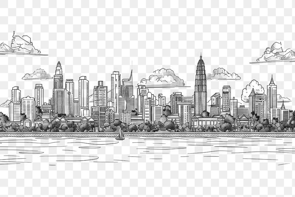 PNG Vector sketch Thailand city art illustrated drawing.