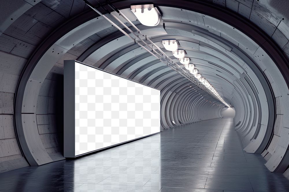 PNG tunnel billboard mockup, transparent design