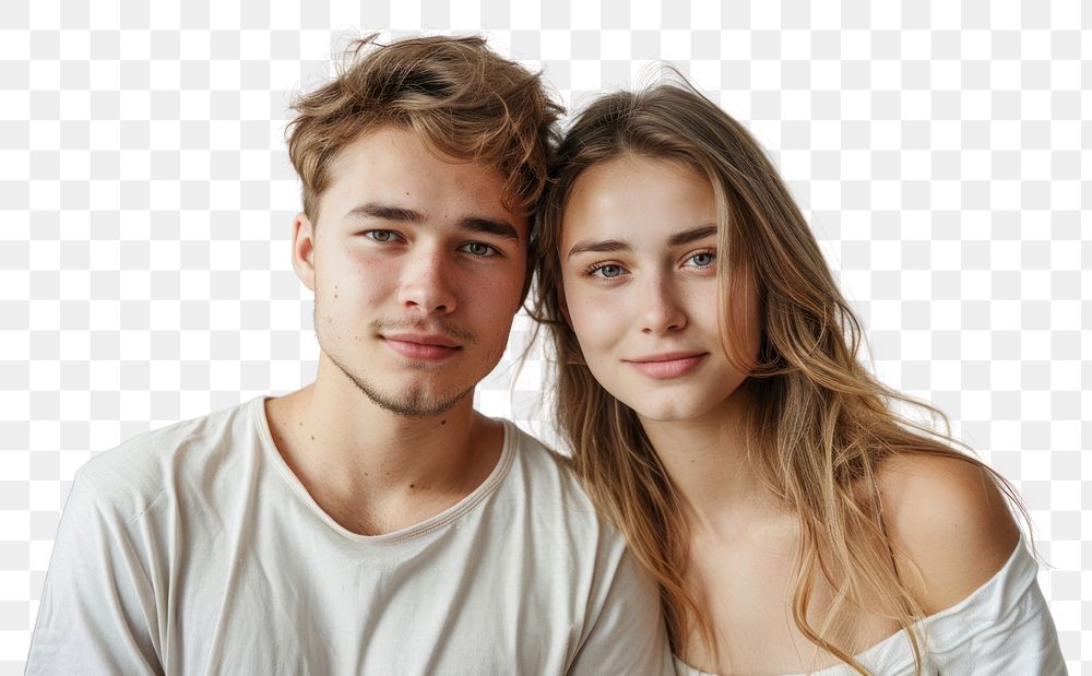 PNG Man and woman influencer photo face head.