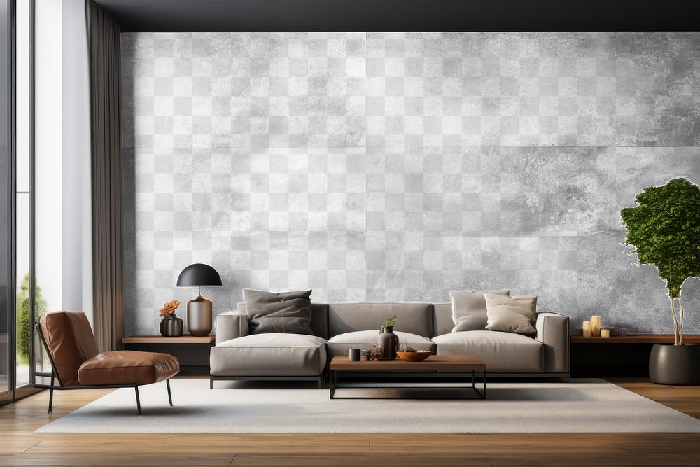 PNG modern living room mockup, transparent design