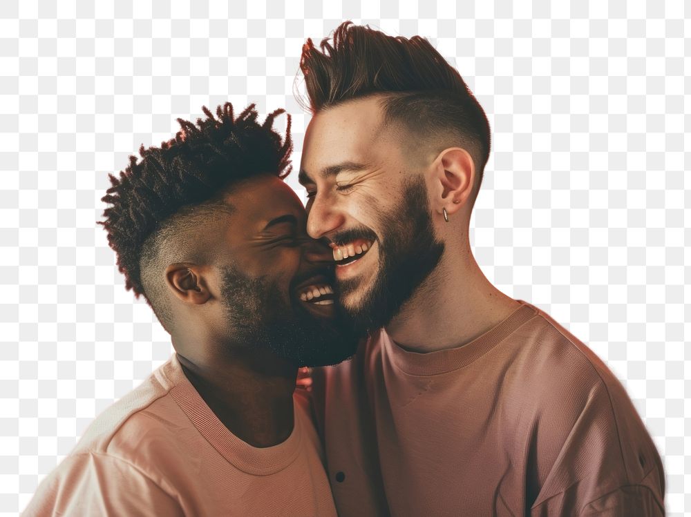 PNG Two homosexual men laughing at each other person human happy.