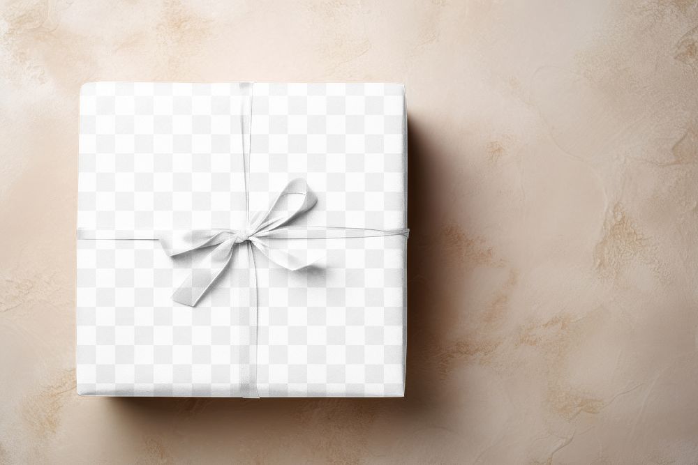 PNG wrapped gift box mockup, transparent design