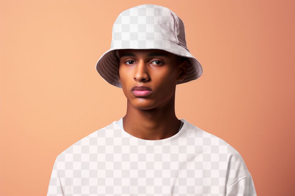 PNG bucket hat & t-shirt mockup, transparent design