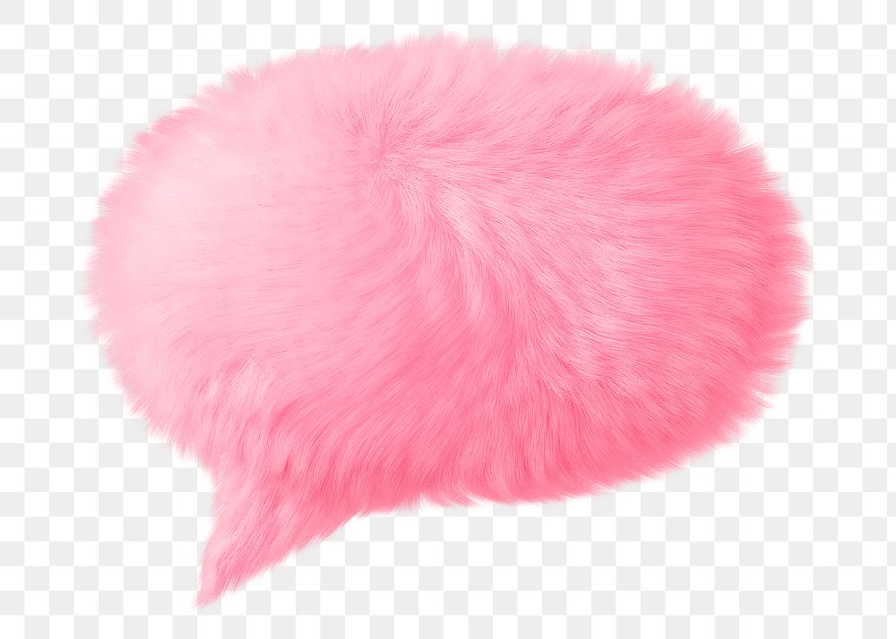 Pink speech bubble png fluffy 3D shape, transparent background