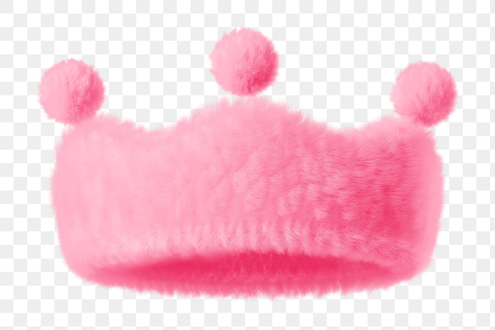 Pink crown png fluffy 3D shape, transparent background