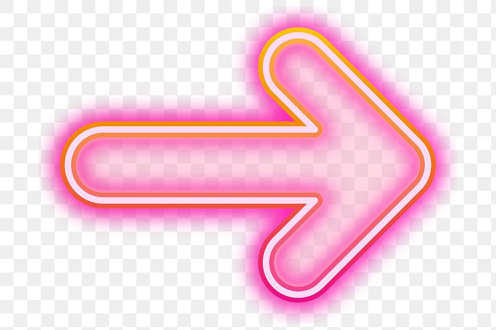 Pink arrow png neon gradient icon, transparent background