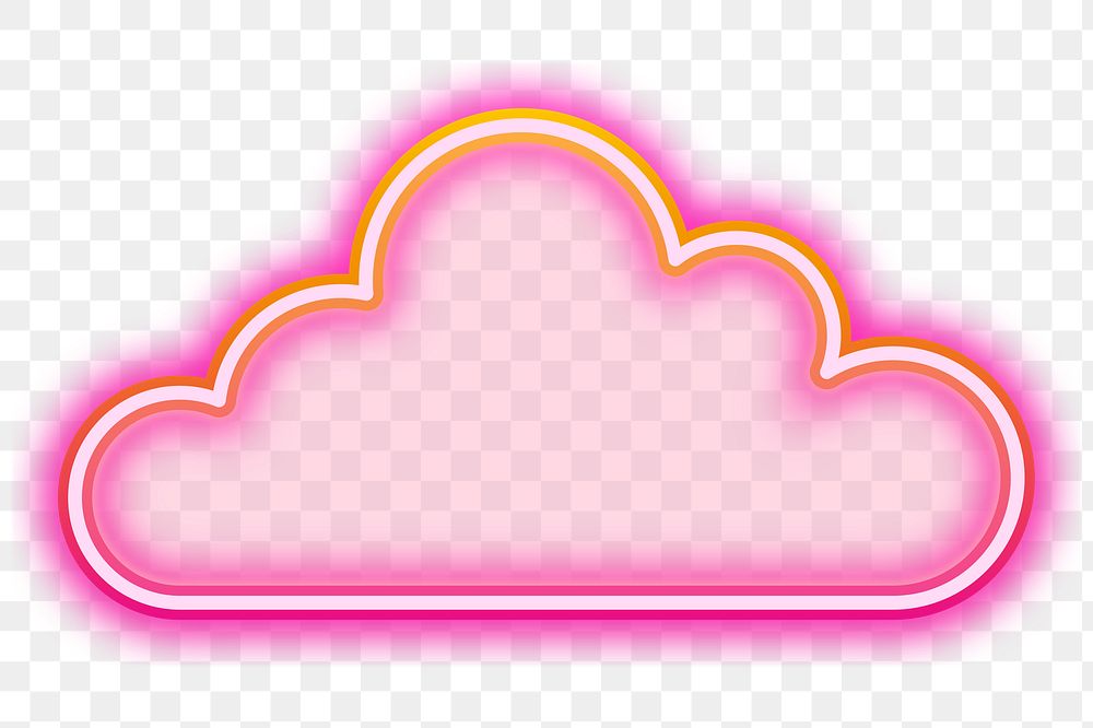 Pink cloud png neon gradient icon, transparent background