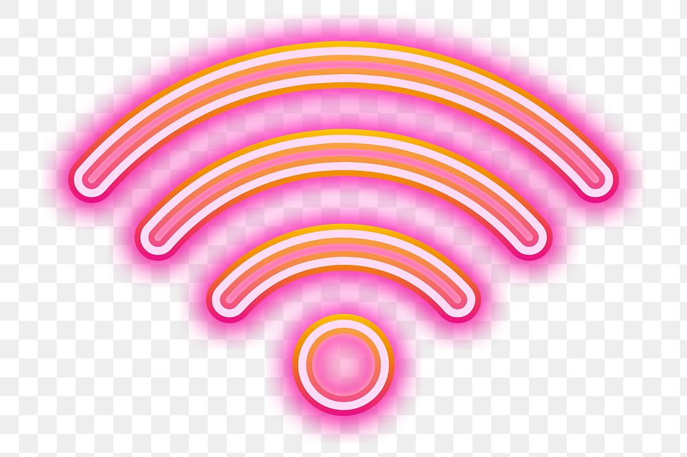Pink wifi png neon gradient icon, transparent background