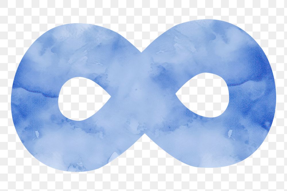Blue infinity sign png watercolor illustration, transparent background