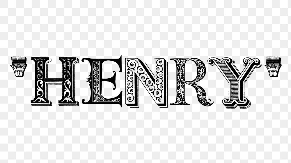 Henry png word in classic alphabet art, transparent background
