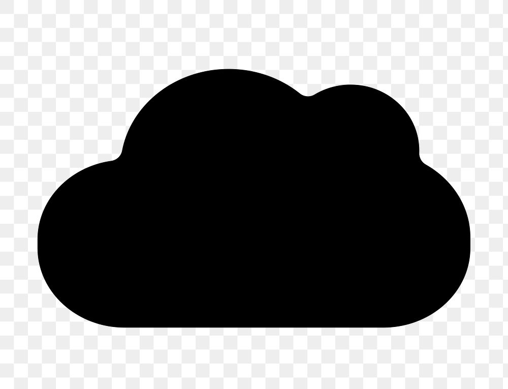 Black cloud icon png bold shape, transparent background