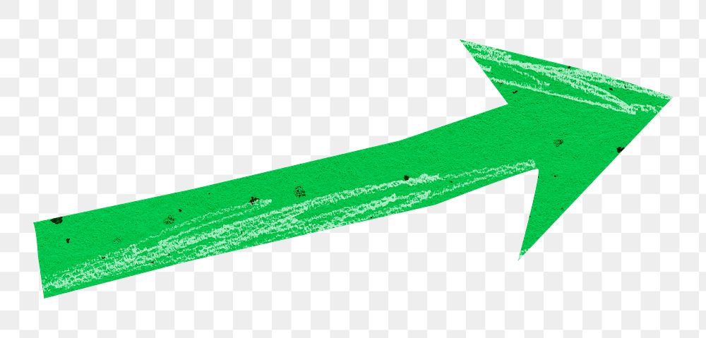 Green arrow PNG craft element, transparent background
