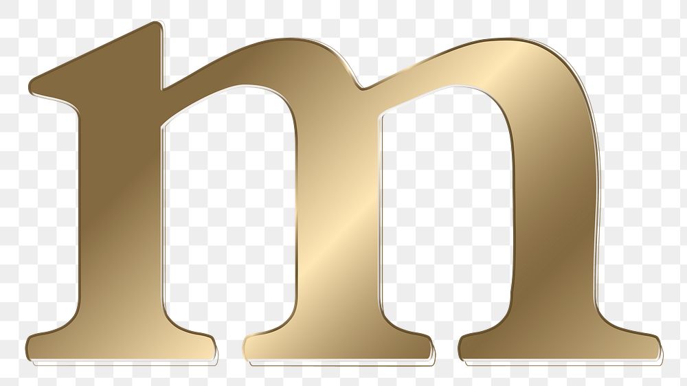 Letter m png gold metallic font, transparent background