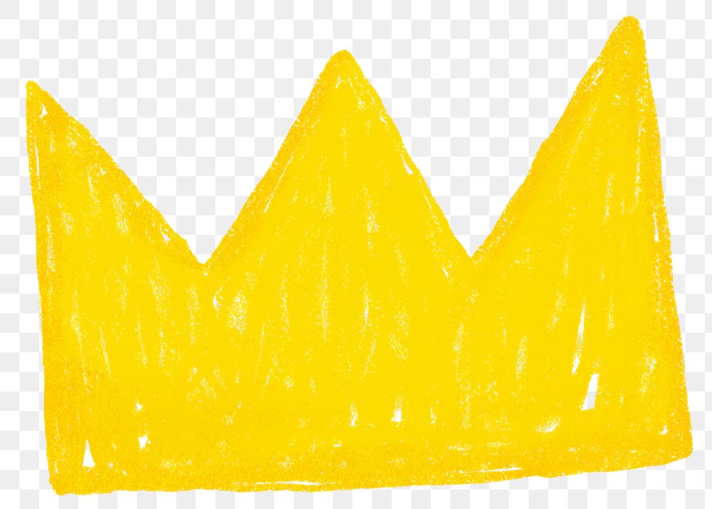 Yellow crown icon png cute crayon shape, transparent background