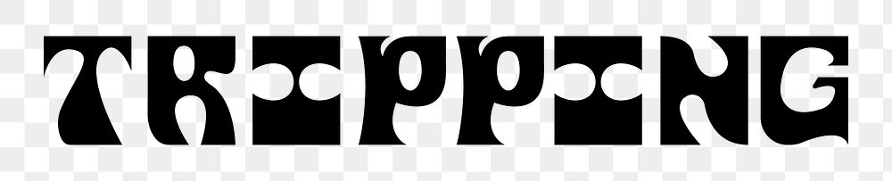 Tripping png word in retro psychedelic font, transparent background