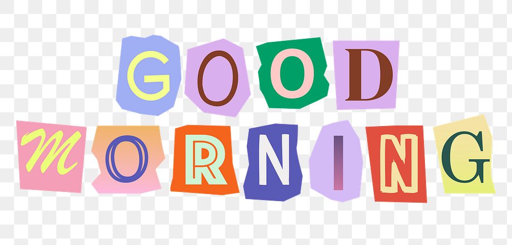Good morning png word in papercut illustration, transparent background