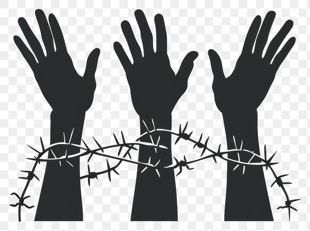 PNG Hands have barbed wire clothing apparel person.