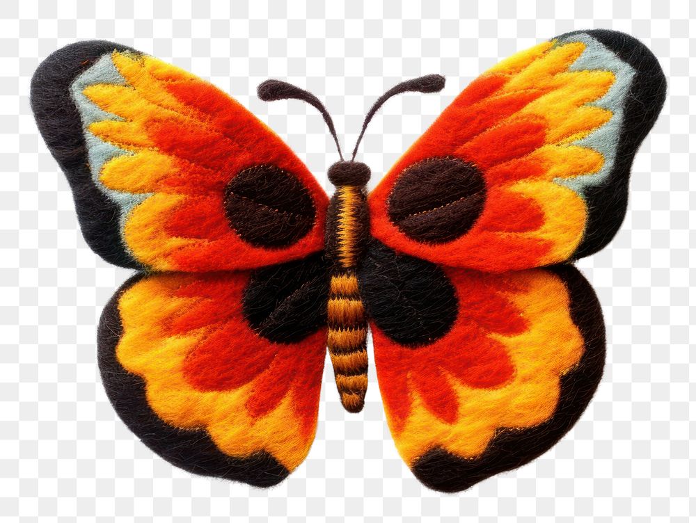 PNG Felt stickers of a single butterfly invertebrate accessories accessory.