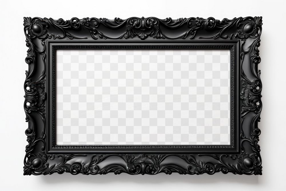 PNG vintage black picture frame mockup, transparent design