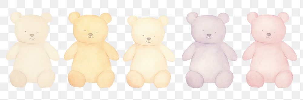 PNG Teddy bears as divider watercolor plush toy.