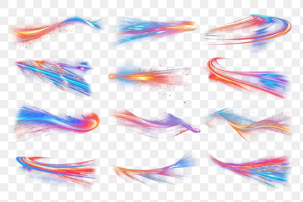 Light streak effect png cut out set