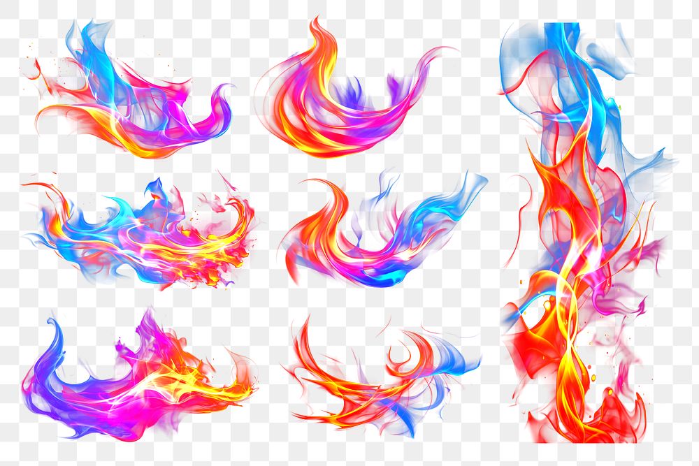 Fire effect png cut out set