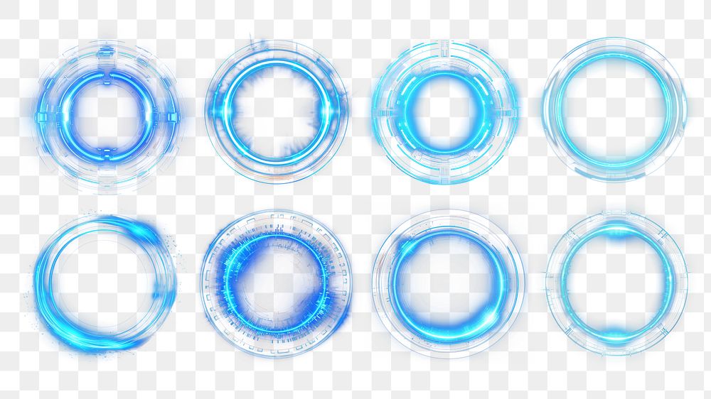 Glowing futuristic portal hologram png cut out set