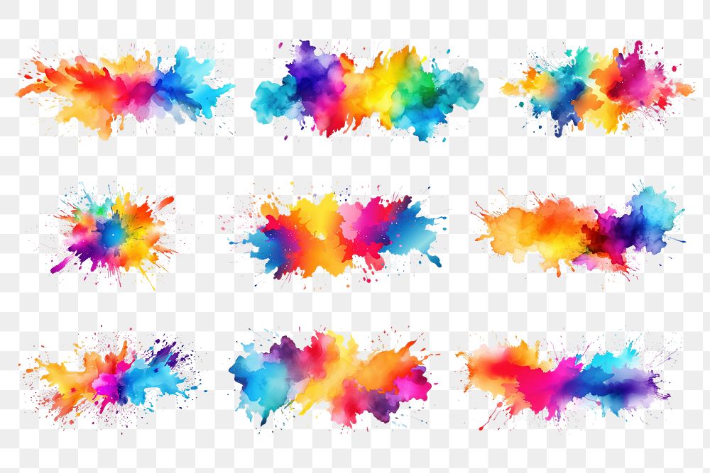 Watercolor splash png cut out set