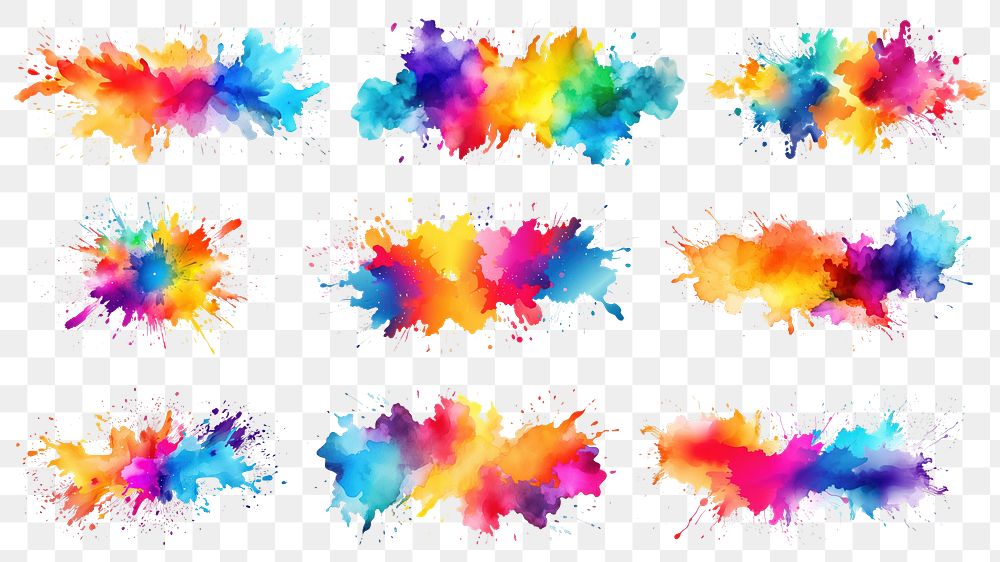 Watercolor splash png cut out set