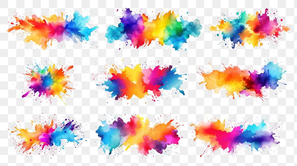 Watercolor splash png cut out set