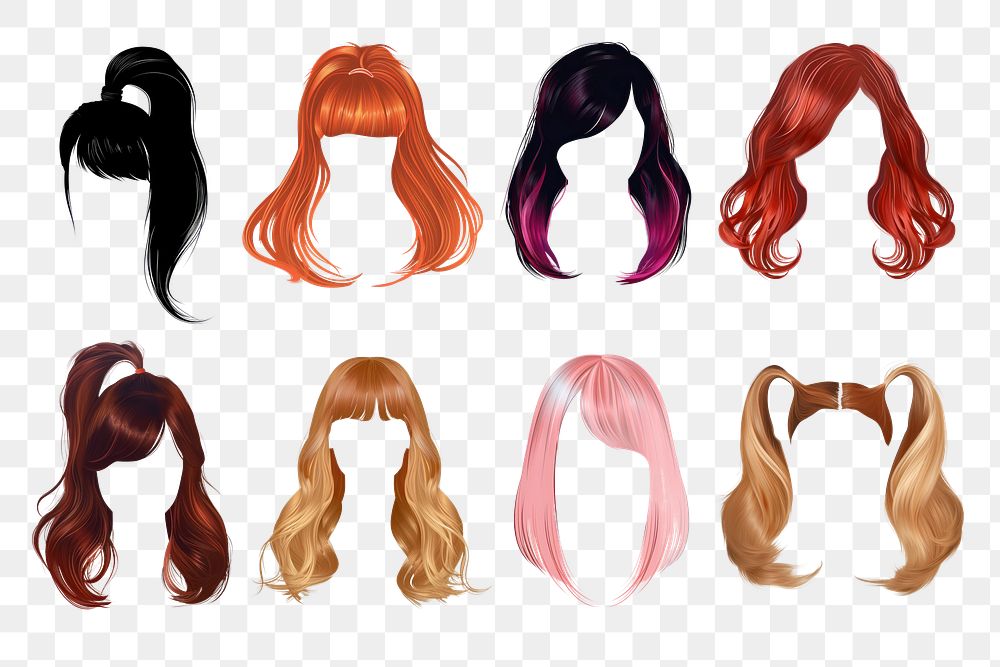 Hair style illustration png cut out set