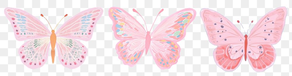 Cute butterfly png cut out element set