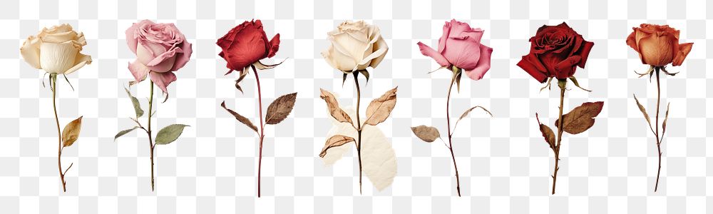 Dried flower png cut out element set