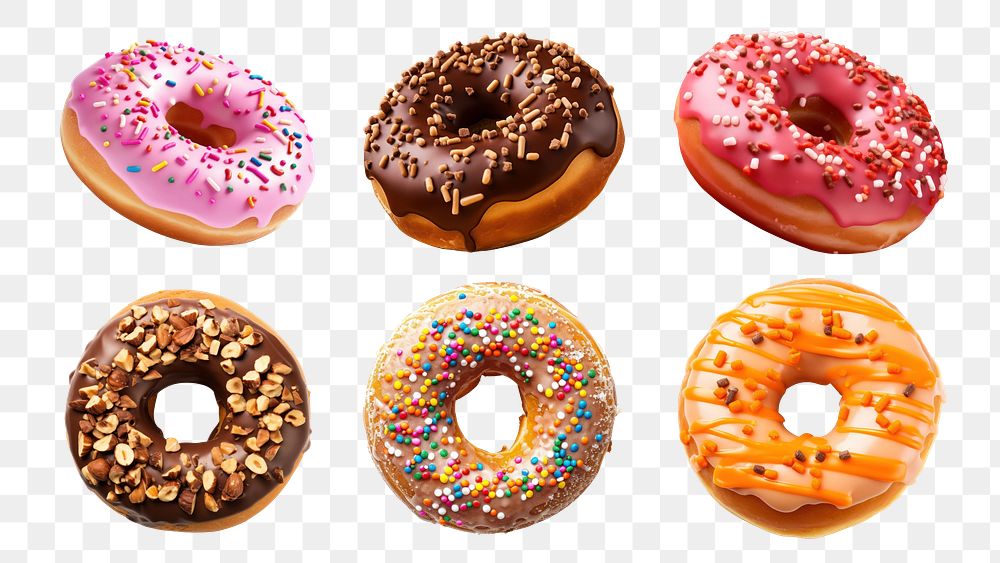 Rainbow donuts png cut out element set